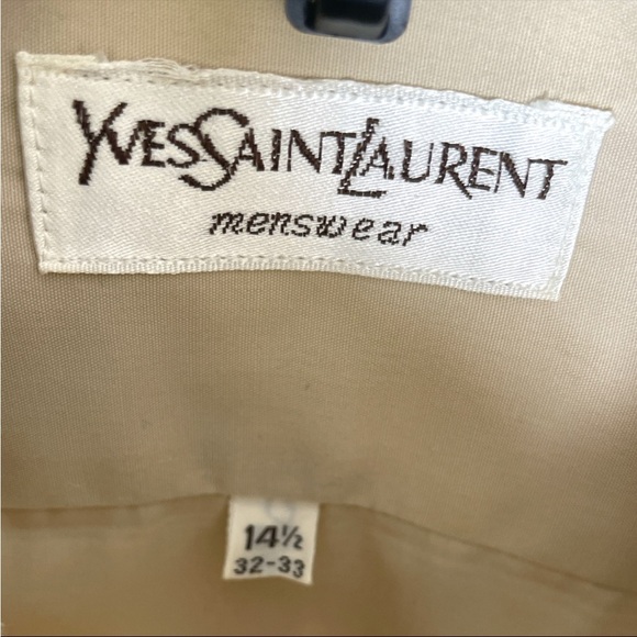 YvesSaintLaurent YSL Mens Biege button down shirt Long Sleeve Cotton 14.5 32-33 - Picture 3 of 3